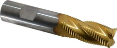 SGS - 3/4" Diam, Coarse Pitch, 1-5/8" LOC, 4 Flute Solid Carbide 0.06" Corner Radius Roughing End Mill - TiN Finish, 4" OAL, 3/4" Shank Diam, Single End, Centercutting, 30° Helix - Eagle Tool & Supply