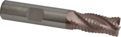 SGS - 1/2" Diam, Coarse Pitch, 1" LOC, 4 Flute Solid Carbide 0.06" Corner Radius Roughing End Mill - TiCN Finish, 3" OAL, 1/2" Shank Diam, Single End, Centercutting, 30° Helix - Eagle Tool & Supply
