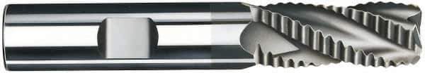 SGS - 1" Diam, Coarse Pitch, 1-3/4" LOC, 5 Flute Solid Carbide 0.06" Corner Radius Roughing End Mill - AlTiN Finish, 4" OAL, 1" Shank Diam, Single End, Centercutting, 30° Helix - Eagle Tool & Supply