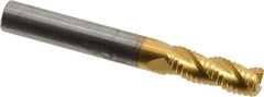 SGS - 5/16" Diam, Coarse Pitch, 3/4" LOC, 3 Flute Solid Carbide 0.045" Corner Radius Roughing End Mill - TiN Finish, 2-1/2" OAL, 5/16" Shank Diam, Single End, Centercutting, 40° Helix - Eagle Tool & Supply