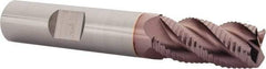 SGS - 1/2" Diam, Coarse Pitch, 1" LOC, 4 Flute Solid Carbide 0.06" Corner Radius Roughing End Mill - TiCN Finish, 3" OAL, 1/2" Shank Diam, Single End, Centercutting, 40° Helix - Eagle Tool & Supply