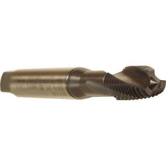 Emuge - 1/4-20 UNC 3 Flute 3BX Modified Bottoming Spiral Flute Tap - Cobalt, TiCN Finish, 3.15" OAL, Right Hand Flute, Right Hand Thread, Series Rekord D - Eagle Tool & Supply