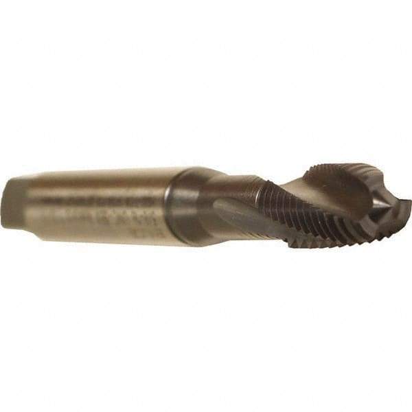 Emuge - M3x0.50 Metric 2 Flute 6HX Modified Bottoming Spiral Flute Tap - Cobalt, TiCN Finish, 56mm OAL, Right Hand Flute, Right Hand Thread, Series Rekord D - Eagle Tool & Supply