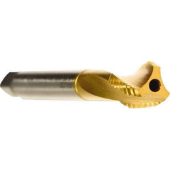 Emuge - M42x4.50 Metric 4 Flute 6HX Modified Bottoming Spiral Flute Tap - Cobalt, TiN Finish, 200mm OAL, Right Hand Flute, Right Hand Thread, Series Rekord D - Eagle Tool & Supply