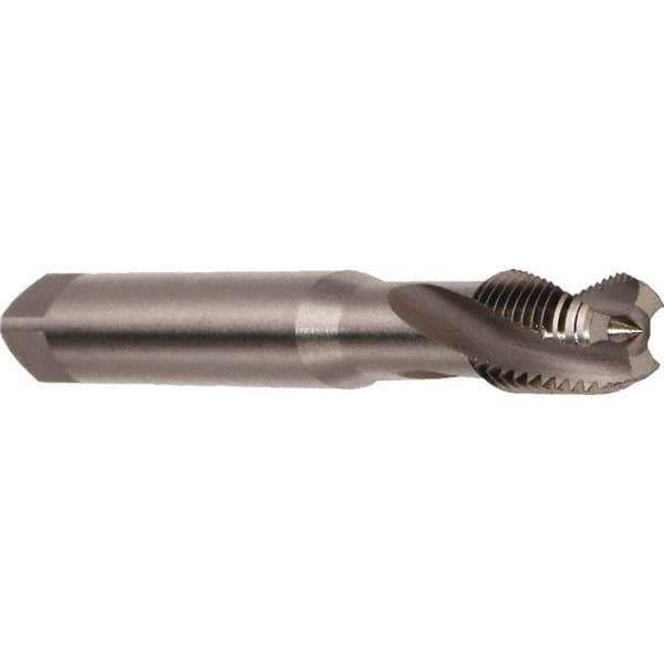 Emuge - M4x0.70 Metric 3 Flute 6H Modified Bottoming Spiral Flute Tap - Cobalt, Bright Finish, 45mm OAL, Right Hand Flute, Right Hand Thread, Series Rekord D - Exact Industrial Supply