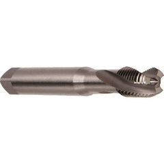 Emuge - M4x0.70 Metric 3 Flute 6H Modified Bottoming Spiral Flute Tap - Cobalt, Bright Finish, 45mm OAL, Right Hand Flute, Right Hand Thread, Series Rekord D - Exact Industrial Supply