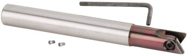 Kennametal - 1/2" Cutting Diam, 1/2" Shank Diam, 1/2" Max Depth of Cut, Straight Shank Indexable Copy End Mill - 1 Insert, KDMT 0500.. Insert, KDMT Toolholder - Eagle Tool & Supply