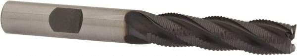 OSG - 3/8" Diam, Fine Pitch, 1-1/2" LOC, 4 Flute Cobalt Roughing Square End Mill - TiCN Finish, 3-1/4" OAL, 3/8" Shank Diam, Single End, 30° Helix - Eagle Tool & Supply