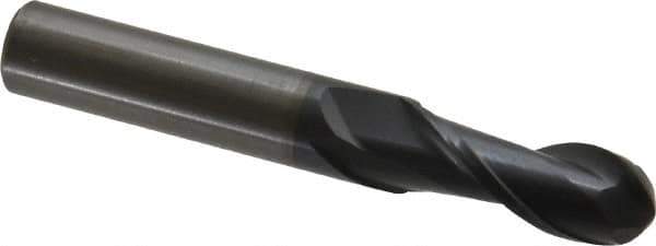 OSG - 10mm Diam, 25mm LOC, 2 Flute Solid Carbide Ball End Mill - TiAlN Finish, Single End, 70mm OAL, 10mm Shank Diam, Spiral Flute - Eagle Tool & Supply