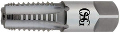 OSG - 3/4-14 NPT, 5 Flutes, TiCN Coated, High Speed Steel, Interrupted Thread Pipe Tap - 29/32 Inch Shank Diameter, 29/32 Inch Shank Diameter, 1-3/8 Inch Thread Length, 0.67 Inch Square Size, 2-1/2 Chamfer, Series 108G - Exact Industrial Supply