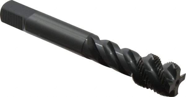 OSG - M18x1.50 Metric Fine 4 Flute 6H Modified Bottoming Spiral Flute Tap - Vanadium High Speed Steel, Oxide Finish, 110mm OAL, Right Hand Flute, Right Hand Thread, Series 229 - Eagle Tool & Supply