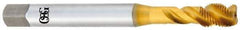 OSG - 1/4-28 UNF 3 Flute 2B Modified Bottoming Spiral Flute Tap - Vanadium High Speed Steel, TiN Finish, 80mm OAL, Right Hand Flute, Right Hand Thread - Eagle Tool & Supply