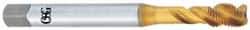 OSG - 9/16-18 UNF 4 Flute 2B Modified Bottoming Spiral Flute Tap - Vanadium High Speed Steel, TiN Finish, 100mm OAL, Right Hand Flute, Right Hand Thread - Eagle Tool & Supply