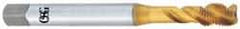 OSG - 9/16-18 UNF 4 Flute 2B Modified Bottoming Spiral Flute Tap - Vanadium High Speed Steel, TiN Finish, 100mm OAL, Right Hand Flute, Right Hand Thread - Eagle Tool & Supply