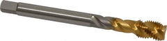 OSG - 7/16-20 UNF 3 Flute 2B Modified Bottoming Spiral Flute Tap - Vanadium High Speed Steel, TiN Finish, 100mm OAL, Right Hand Flute, Right Hand Thread - Eagle Tool & Supply