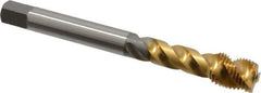 OSG - M12x1.25 Metric Fine 3 Flute 6H Modified Bottoming Spiral Flute Tap - Vanadium High Speed Steel, TiN Finish, 100mm OAL, Right Hand Flute, Right Hand Thread - Eagle Tool & Supply