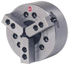 Atlas Workholding - 3 Jaws, 10" Chuck Diam, A2-6 Mount, 2.952" Through Hole, Drawbar, Hydraulic Power Lathe Chuck - 24,420 Lb Force per Jaw, 1.5mm x 60 Serrated Jaw Interface, 1.22" to 10" Jaw Capacity, 4,200 RPM - Eagle Tool & Supply