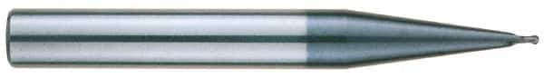 RobbJack - 2mm Diam, 2mm LOC, 2 Flute Solid Carbide Ball End Mill - AlTiN Finish, Single End, 63mm OAL, 6mm Shank Diam, Spiral Flute - Eagle Tool & Supply