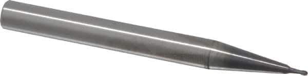 RobbJack - 1mm Diam, 1mm LOC, 2 Flute Solid Carbide Ball End Mill - AlTiN Finish, Single End, 63mm OAL, 6mm Shank Diam, Spiral Flute - Eagle Tool & Supply