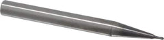 RobbJack - 1mm Diam, 1mm LOC, 2 Flute Solid Carbide Ball End Mill - AlTiN Finish, Single End, 63mm OAL, 6mm Shank Diam, Spiral Flute - Eagle Tool & Supply
