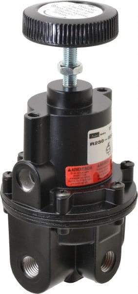 Parker - 1/4 NPT Port, 80 CFM, Aluminum Diaphragm Operated Regulator - 0 to 60 psi Range, 250 Max psi Supply Pressure, 1/4" Gauge Port Thread, 2.06" Wide x 4.35" High - Eagle Tool & Supply