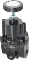 Parker - 3/8 NPT Port, 80 CFM, Aluminum Diaphragm Operated Regulator - 0 to 30 psi Range, 250 Max psi Supply Pressure, 1/4" Gauge Port Thread, 2.06" Wide x 4.35" High - Eagle Tool & Supply