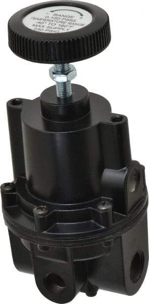 Parker - 3/8 NPT Port, 80 CFM, Aluminum Diaphragm Operated Regulator - 2 to 150 psi Range, 250 Max psi Supply Pressure, 1/4" Gauge Port Thread, 2.06" Wide x 4.35" High - Eagle Tool & Supply