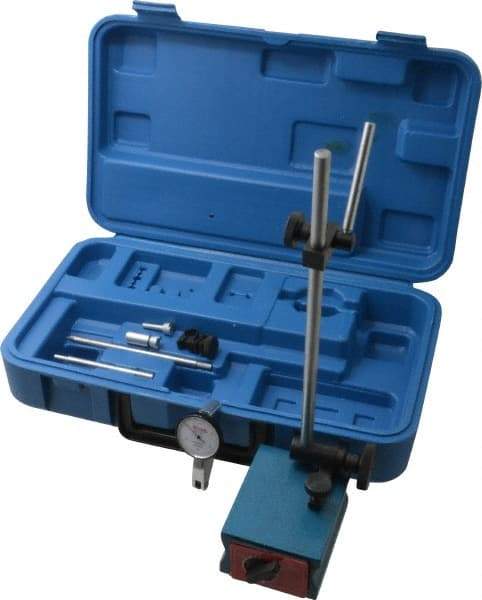 SPI - 0.0005" Graduation, 0-15-0 Dial Reading, Indicator & Base Kit - 3-1/8" Base Length x 2-1/16" Base Width x 2" Base Height, 1-1/2" Dial Diam - Eagle Tool & Supply