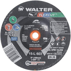 WALTER Surface Technologies - 6" Diam, 36 Grit Surface Grinding Wheel - Aluminum Oxide/Silicon Carbide Blend, Resinoid Bond - Eagle Tool & Supply
