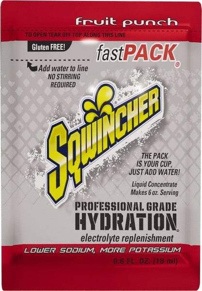 Sqwincher - 0.6 oz Pack Fruit Punch Activity Drink - Liquid Concentrate, Yields 6 oz - Eagle Tool & Supply