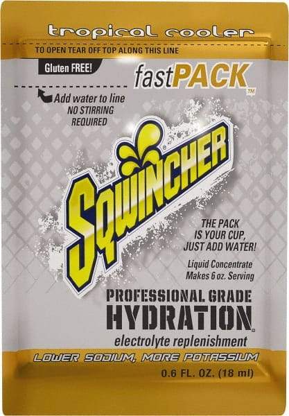 Sqwincher - 0.6 oz Pack Tropical Cooler Activity Drink - Liquid Concentrate, Yields 6 oz - Eagle Tool & Supply