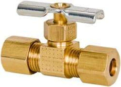 Eaton - 150 Max psi, 1/4" Pipe, Brass, Inline Instrumentation Needle Valve - Compression x Compression End Connections - Eagle Tool & Supply