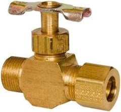 Eaton - 150 Max psi, 3/8" Pipe, Brass, Inline Instrumentation Needle Valve - Compression x Compression End Connections - Eagle Tool & Supply