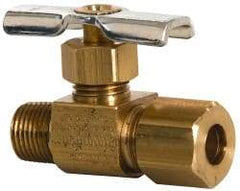 Eaton - 150 Max psi, 1/4 x 1/8" Pipe, Brass, Inline Instrumentation Needle Valve - Compression x MNPT End Connections - Eagle Tool & Supply