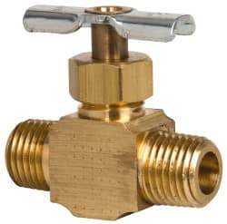 Eaton - 150 Max psi, 1/4" Pipe, Brass, Inline Instrumentation Needle Valve - MNPT x MNPT End Connections - Eagle Tool & Supply