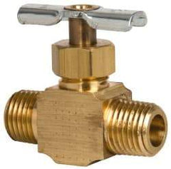 Eaton - 150 Max psi, 1/4" Pipe, Brass, Inline Instrumentation Needle Valve - MNPT x MNPT End Connections - Eagle Tool & Supply
