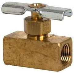 Eaton - 150 Max psi, 1/8" Pipe, Brass, Inline Instrumentation Needle Valve - FNPT x FNPT End Connections - Eagle Tool & Supply