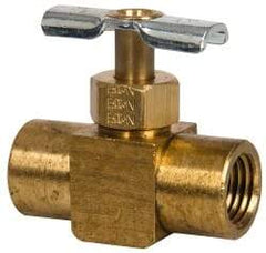 Eaton - 150 Max psi, 1/4" Pipe, Brass, Inline Instrumentation Needle Valve - FNPT x FNPT End Connections - Eagle Tool & Supply