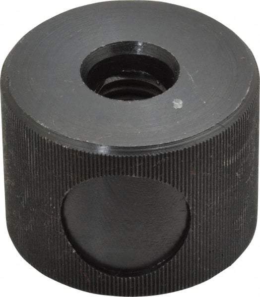 Morton Machine Works - 1/2-13" UNC Thread, Black Oxide Finish, Steel Round Knurled Push Button Thumb Nut - 1-1/8" Overall Height, 1-1/2" Head Diam - Eagle Tool & Supply