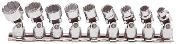 Proto - 9 Piece 1/4" Drive Standard Socket Set - 12 Points, 7/32 to 9/16", Inch Measurement Standard - Eagle Tool & Supply