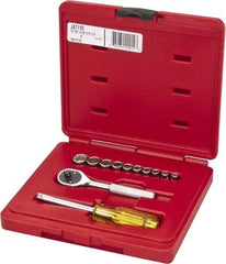 Proto - 12 Piece 1/4" Drive Chrome Finish Socket Set - 12 Points, 3/16" to 9/16" Range, Inch Measurement Standard - Eagle Tool & Supply