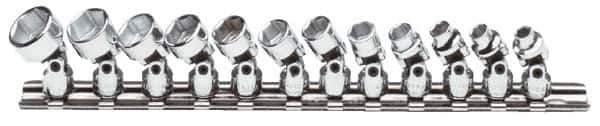 Proto - 12 Piece 1/4" Drive Standard Socket Set - 6 Points, 5 to 15mm, Metric Measurement Standard - Eagle Tool & Supply