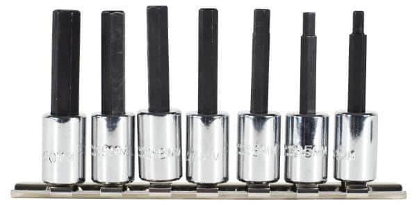 Proto - 7 Piece 3/8" Drive Metric Hex Bit Socket Set - 4 to 10mm Hex - Eagle Tool & Supply