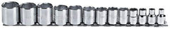 Proto - 13 Piece 3/8" Drive Chrome Finish Socket Set - 6 Points, 1/4" to 1" Range, Inch Measurement Standard - Eagle Tool & Supply