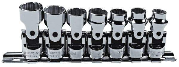Proto - 7 Piece 3/8" Drive Standard Socket Set - 12 Points, 9 to 15mm, Metric Measurement Standard - Eagle Tool & Supply