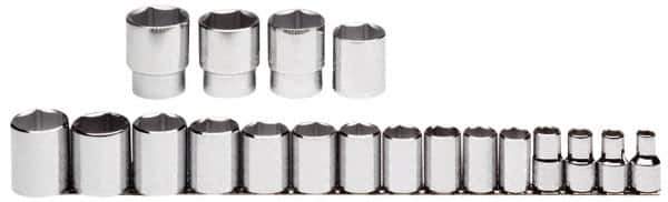 Proto - 19 Piece 1/2" Drive Chrome Finish Socket Set - 6 Points, 3/8" to 1-1/2" Range, Inch Measurement Standard - Eagle Tool & Supply