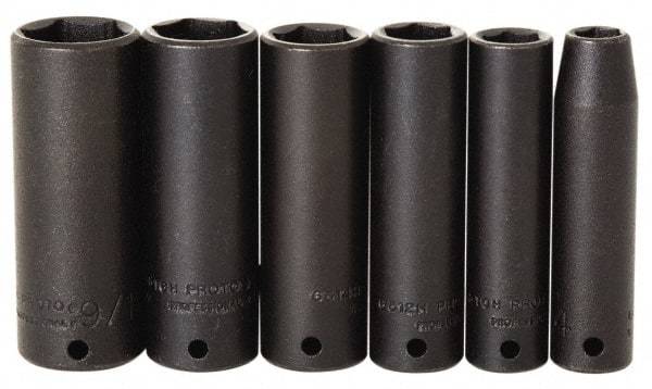 Proto - 7 Piece 1/4" Drive Impact Socket Set - 7mm to 13mm Range, Metric Measurement Standard - Eagle Tool & Supply