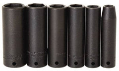 Proto - 7 Piece 1/4" Drive Impact Socket Set - 7mm to 13mm Range, Metric Measurement Standard - Eagle Tool & Supply