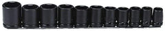 Proto - 11 Piece 1/2" Drive Black Finish Impact Socket Set - 6 Points, 1/2" to 1-1/8" Range, Inch Measurement Standard - Eagle Tool & Supply