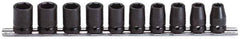 Proto - 10 Piece 1/2" Drive Impact Socket Set - 6 Points, 10 to 19mm, Metric Measurement Standard - Eagle Tool & Supply